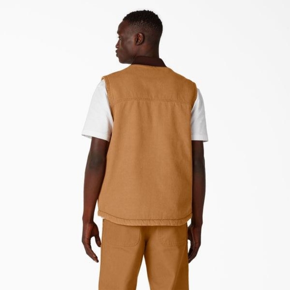 Dickies Stonewashed Vest sz XL Stonewashed Brown With Cozy Lining Nee With Tags - Picture 2 of 8